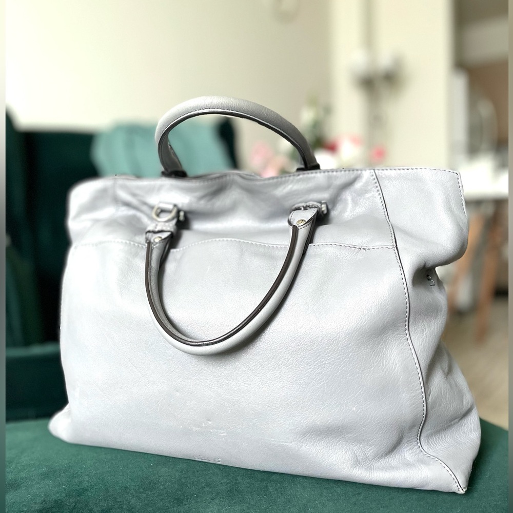 abro Leather Satchel Tote Bag Light Gray | Made in Germany